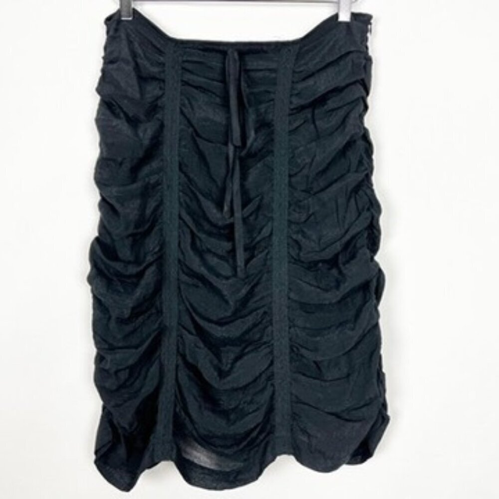 NWT Solitaire Midi Skirt Women's L Black Ruched Draped Fairycore Whimsigoth